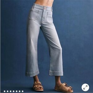 Anthropologie Maeve The Colette Full Length Wide Leg Jeans denim Jean light